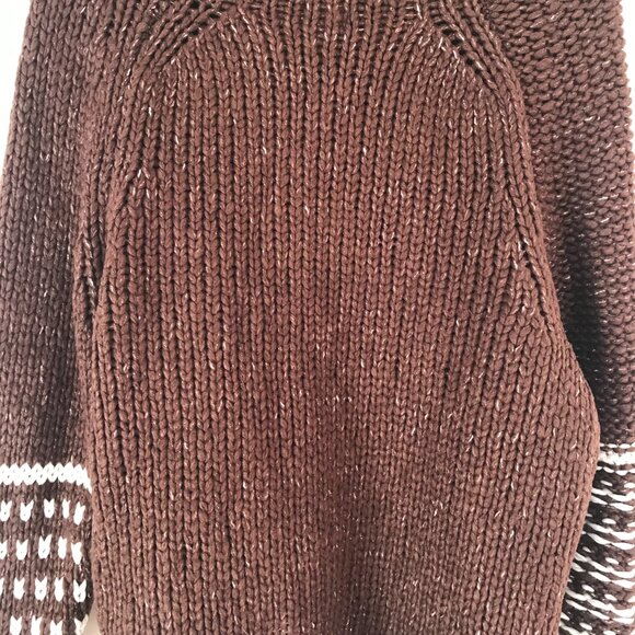 BDG Urban Outfitters cable knit brown sweater oversize cropped women's XS chunky - Picture 8 of 11